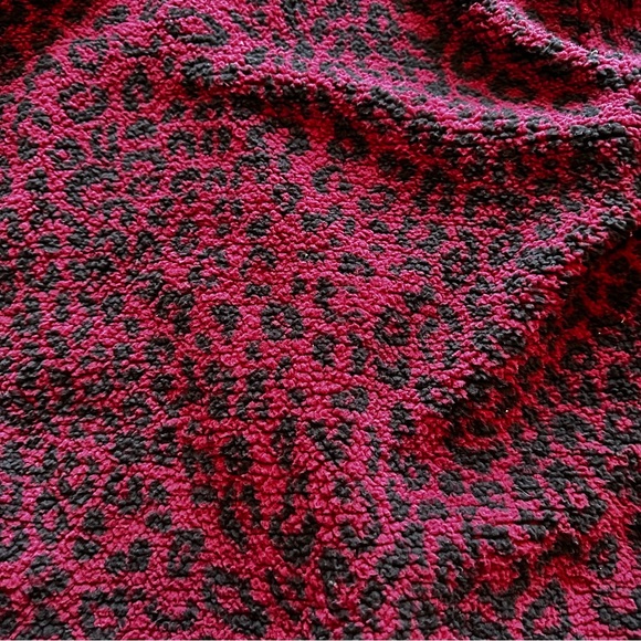 PINK medium Retro Fleece Leopard Print Pink and Black Zip Up Sweater Sweatshirt - Picture 4 of 10